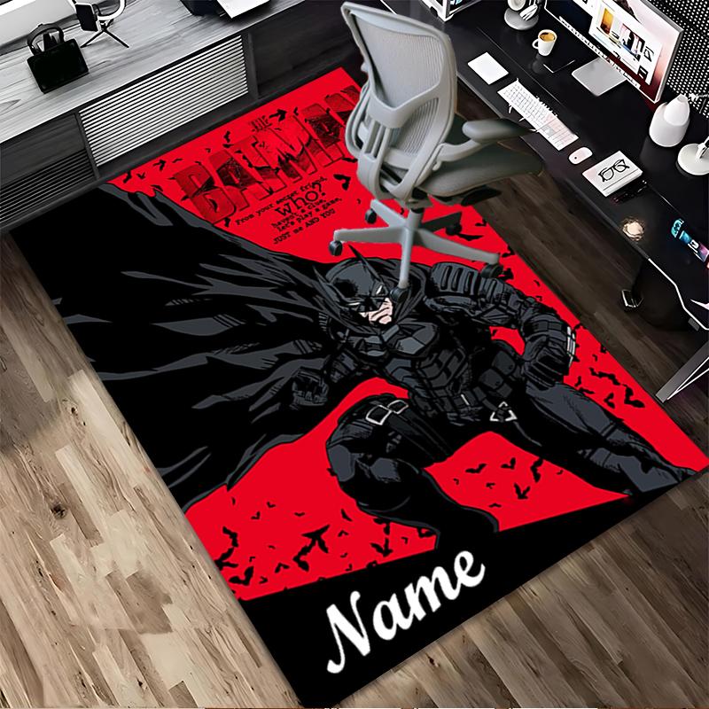 Custom Name Dark Knight Living Room Non-Slip Area Rug Soft Carpet for Bedroom Kids Playroom Sofa Office Home Decor Doormat