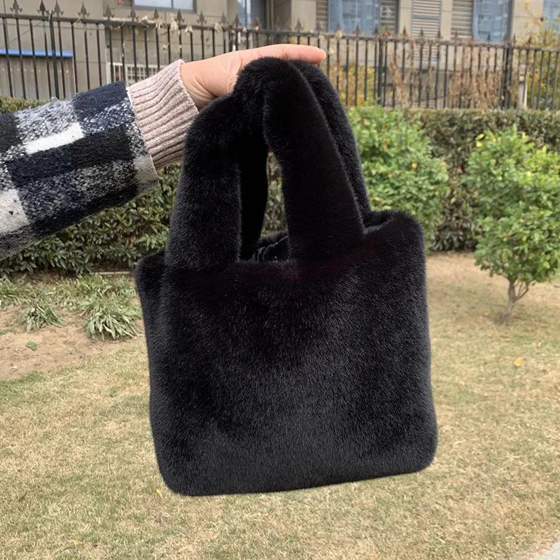 WTEMPO Women’s Solid Color Large Capacity Buckle Top-Handle Bags Versatile Casual Warm Plush Underarm Bags