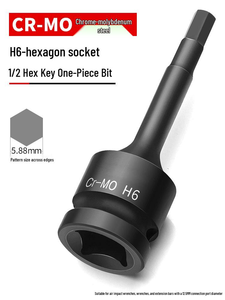 Compact Air Impact Wrench: 1/2" Hex H-Type Pneumatic Screwdriver with Chrome Molybdenum Socket