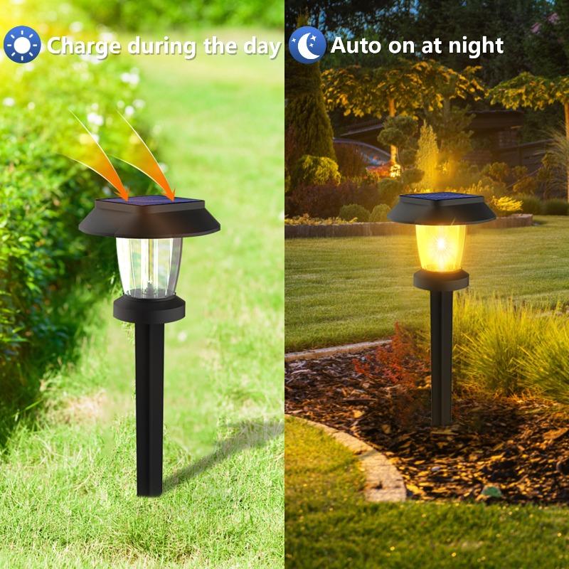 1000MAH LED Bright Solar Landscape Pathway Lighting Outdoor Waterproof 3 Modes Solar Garden Lights for Yard Path Walkway Lawn Decoration