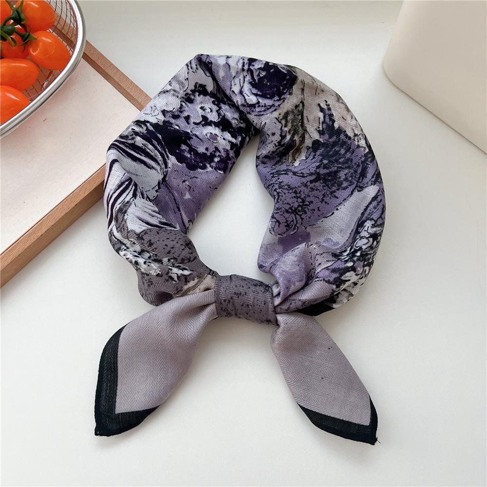 Versatile Women's Silk Cotton Linen Scarf: Fashionable Square Neck Accessory for Spring to Autumn