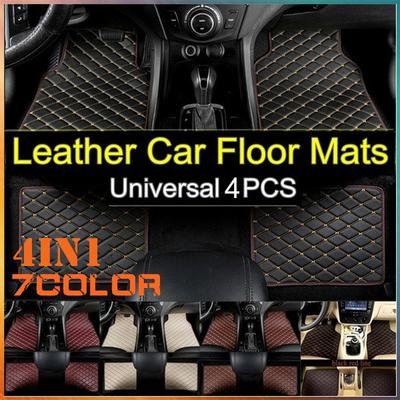 Haute Qualité 4 Pièces Auto Sol Cuir Tapis Doublure Imperméable/Anti-poussière/Antidérapant Tapis Coussin Convient Tapis de Sol Voiture Universel Avant & Arrière Tapis