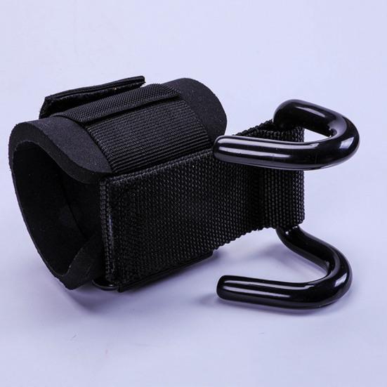 1 Pair Weight Lifting Hooks Heavy Duty High Strength Great Friction Anti-slip Fasten Tape Stainless Lifting Wrist Straps Power Lifting Grips