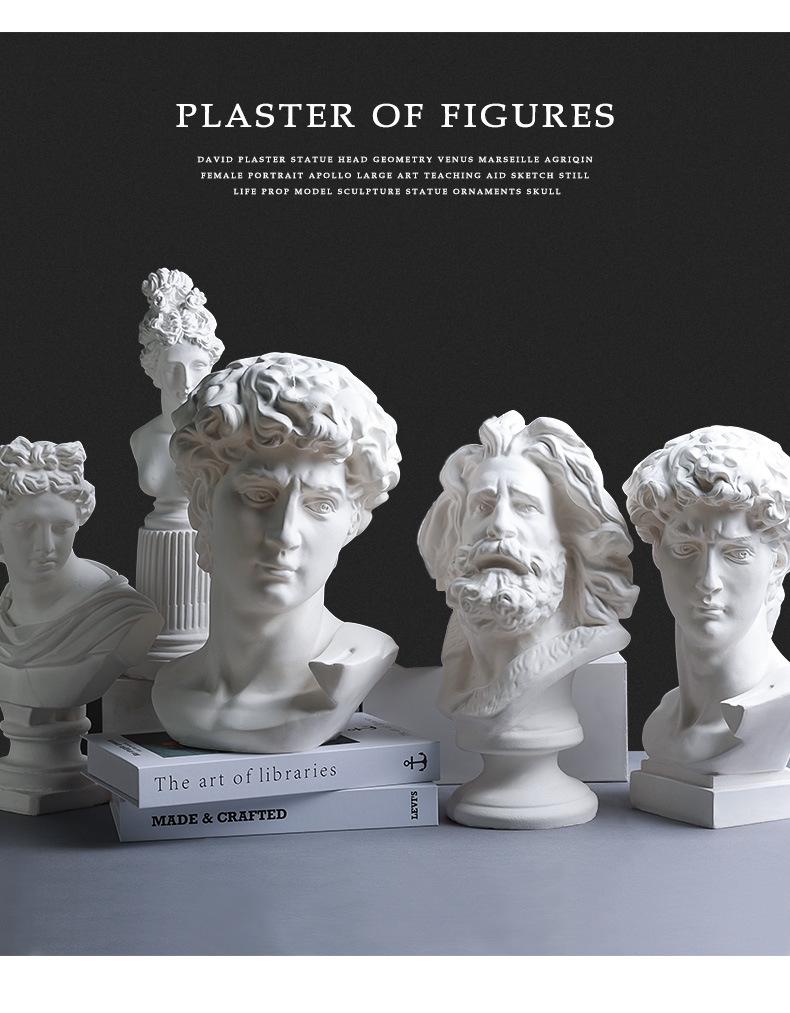 David Head Bust: Plaster Sculpture for Art Students & Teaching Aids