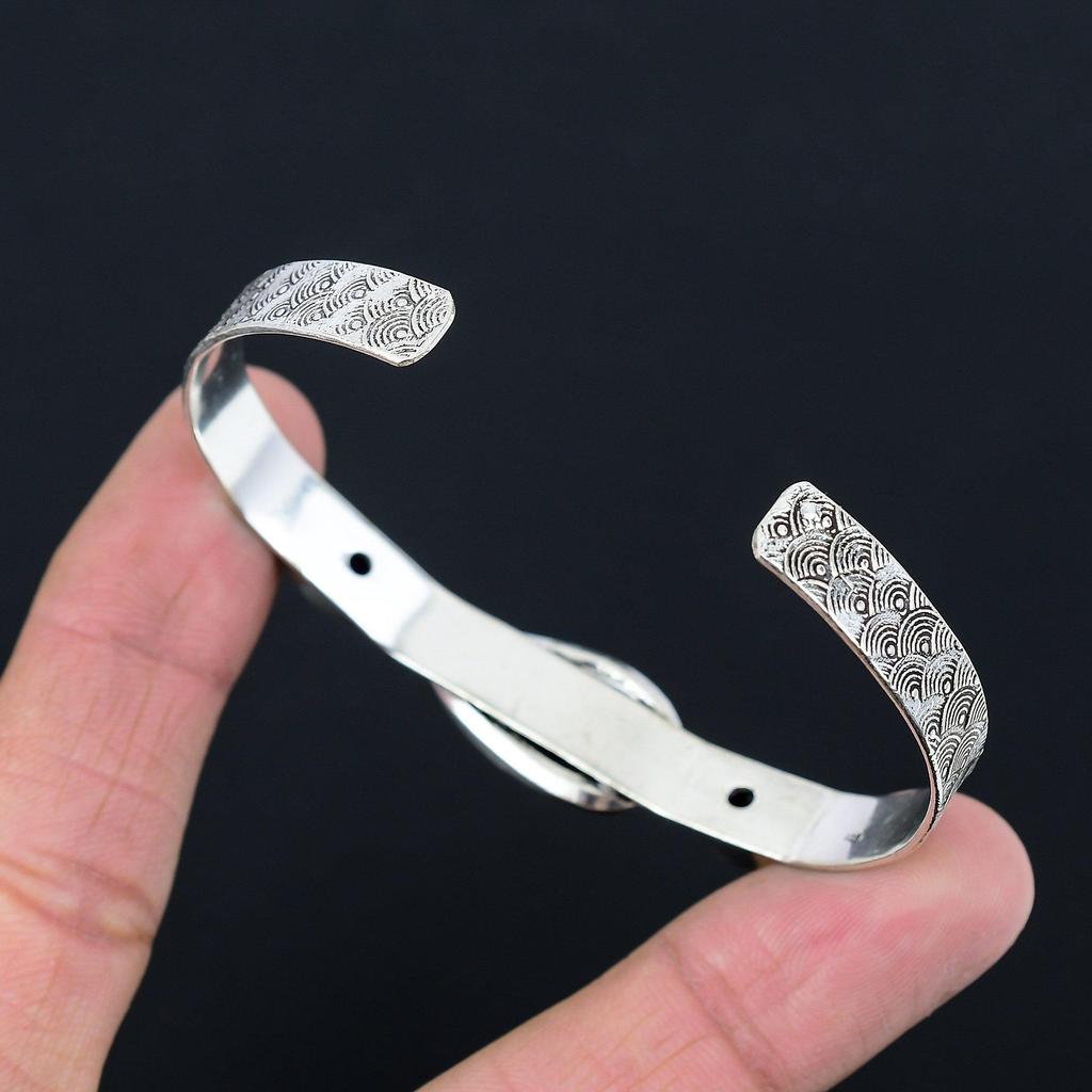 Daughters Day Deal Natural Labradorite Amethyst Sterling Silver Handmade Bangle