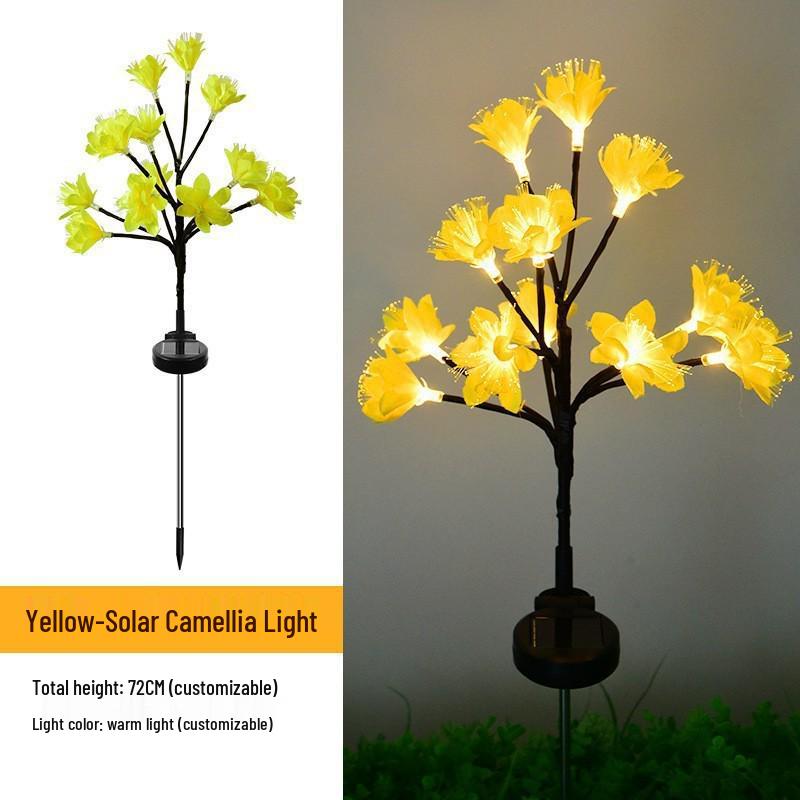 Solar Cherry Blossom Waterproof Outdoor Branch Lawn Lights, Warm Decorative Courtyard Lights for Holidays