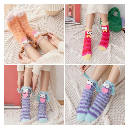 Funny Fuzzy Socks Women Men Fluffy Crew Socks Crazy Cartoon Silly Socks for Home Indoor Wear Sleep Christmas Birthday Gift