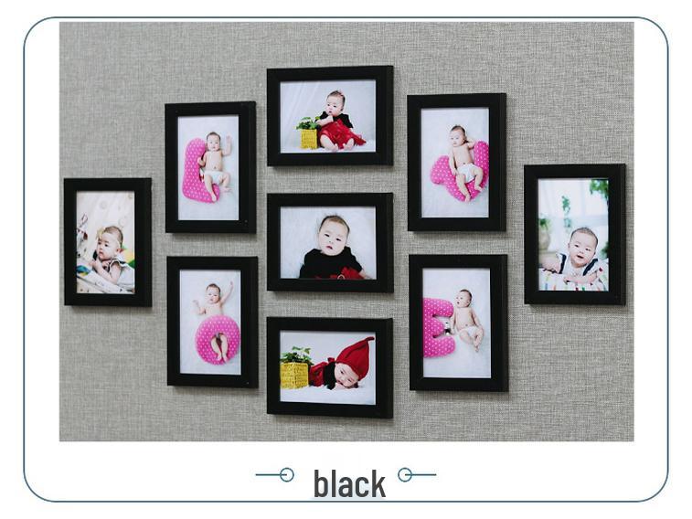7-Zoll Minimalistisches Modernes Neun-Gitter Wand-Fotorahmen-Set – Stanzfreie Wohnzimmerdekoration