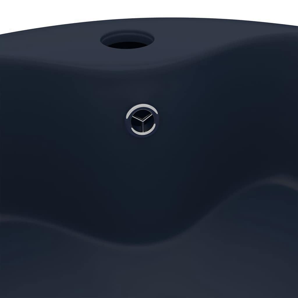 Vidaxl Sink with Overflow, Matte Navy Blue, 36X13 Cm, Ceramic