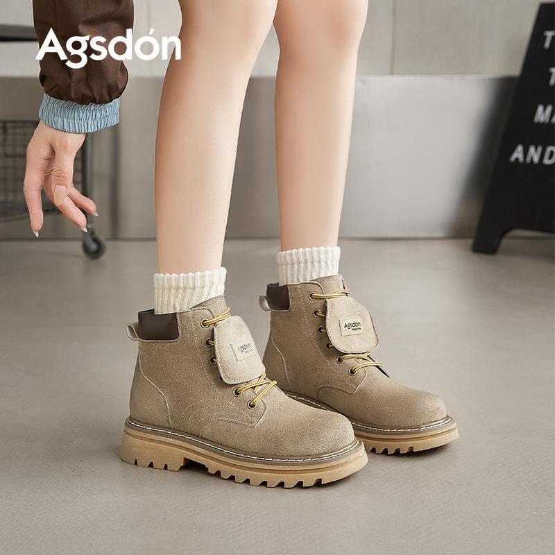Augustine Platform Martin Boots Women's 2025 New Autumn Retro Rhubarb Boots British Style Tooling Knight Short Boots