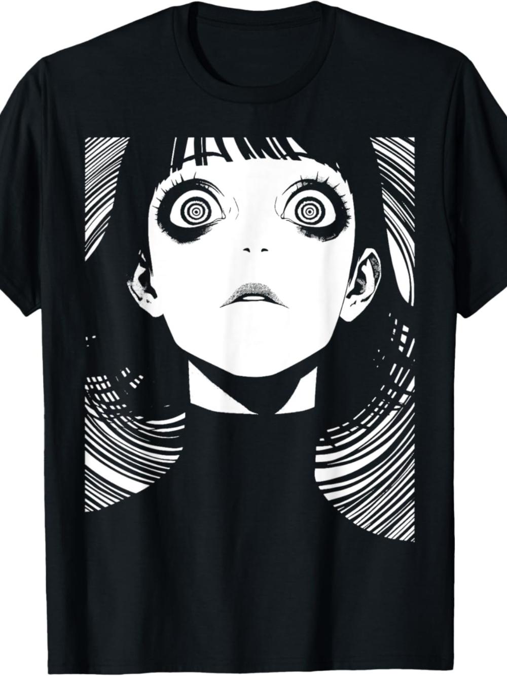 Mens EWH Horror Anime Manga Japanese Style Horror Cute Gothic Tshirt Suitable for Anime Enthusiasts Suitable for All Seasons S
