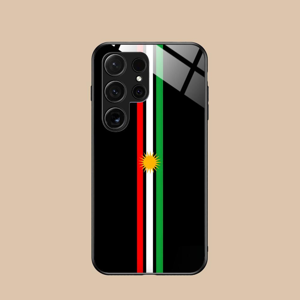 Skleněné pouzdro na mobilní telefon s vlajkou Kurdistánu pro Samsung Galaxy S26 S25 S24 S23 S22 S21 S20 Note20 Plus FE Ultra Barevný kryt