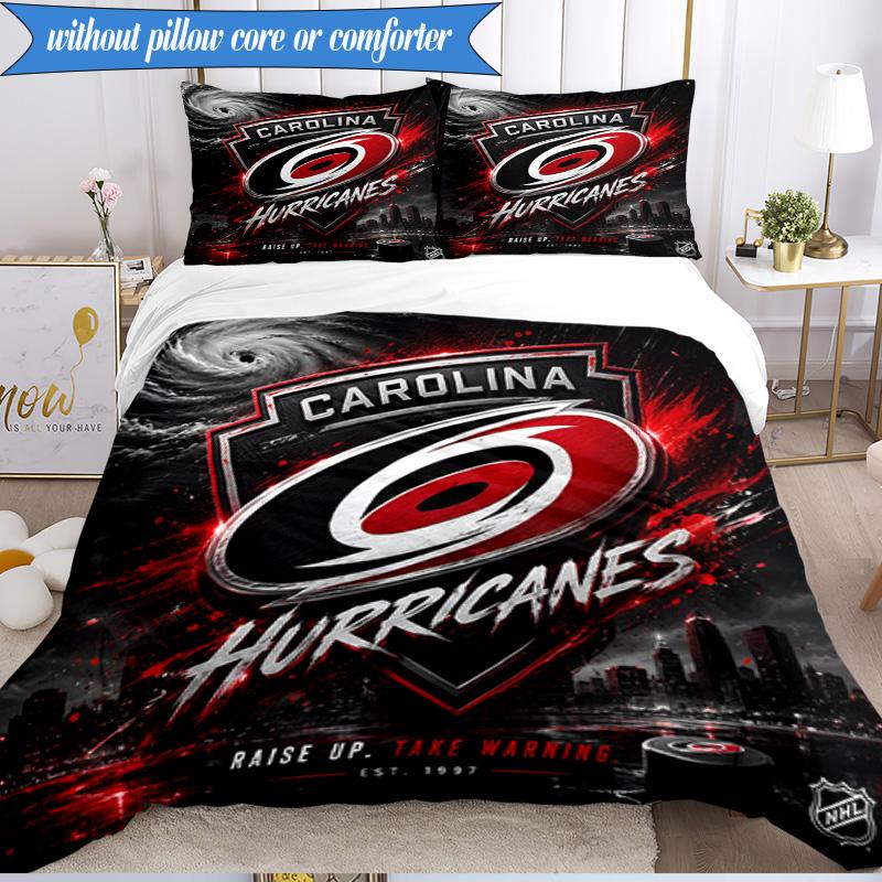 3PCS Hurricanes Team Spirit Bedding Set,Including 1pc Duvet Cover And 2pcs Pillowcases Perfect for Bedroom, Dormitory, Fan Christmas gift
