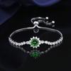 Adjustable Sunflower Bracelet Women With Cubic Zirconia 2ct Simulated Floral Design Copper Plated Jewelry