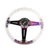 ZS Steering Neo Deep Crystal Clear Wheel, 340mm, Chrome, 6-Hole, Dish, Bubble, (Rainbow)
