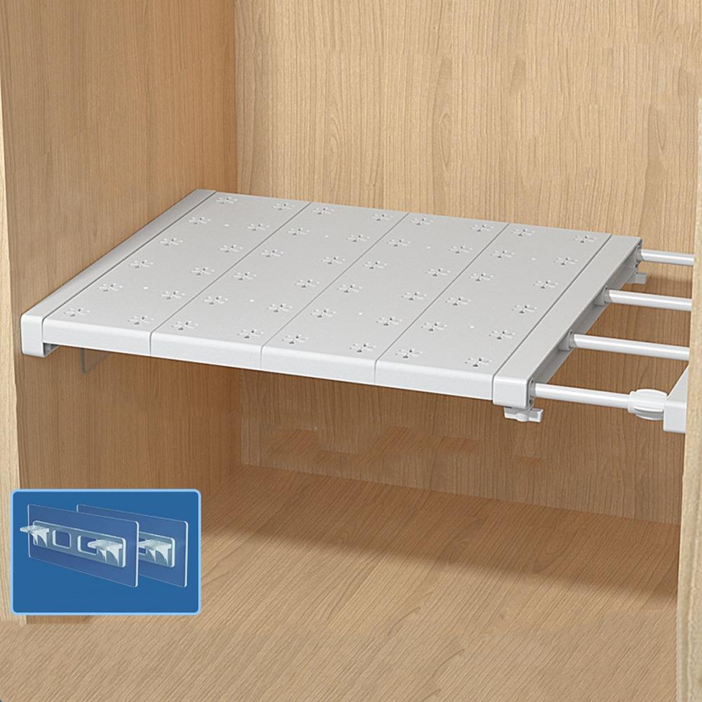Wall Mounted Retractable Layers Board Punch-free Closet Dividers Wardrobe Storage Shelf  Bedroom