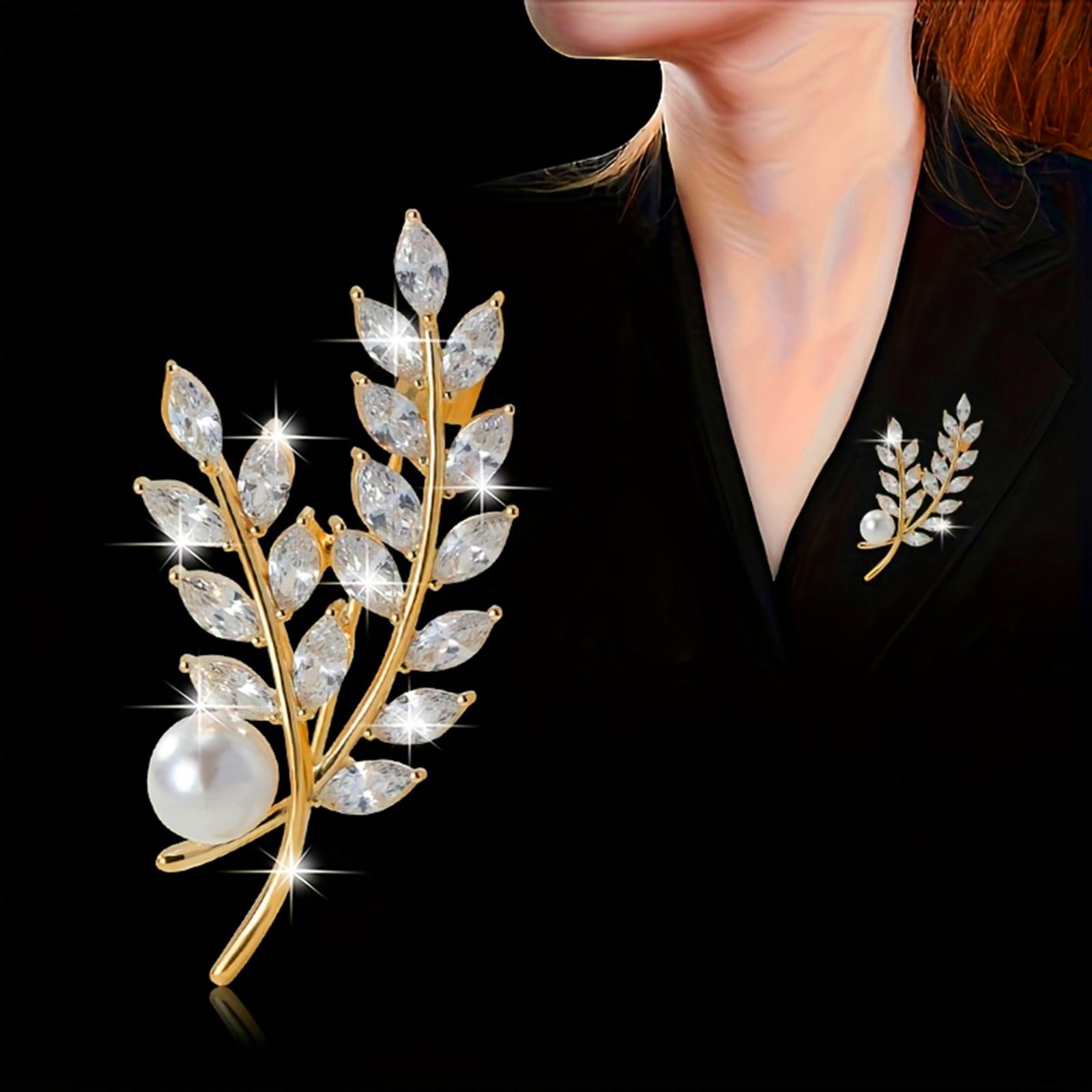 Elegants kviešu vārpu piespraude ar kristāla