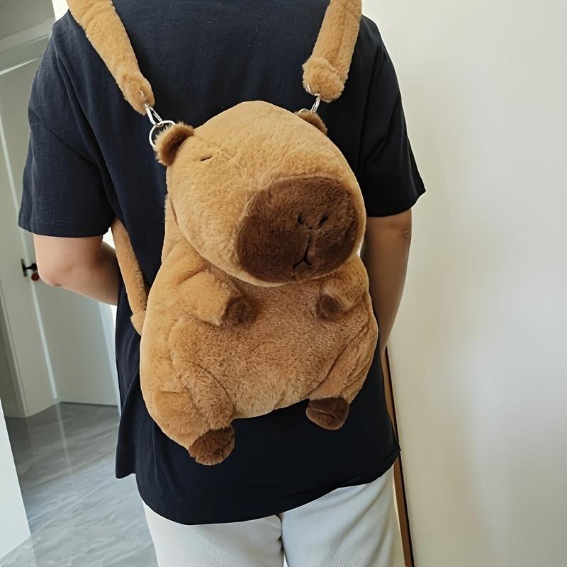 Capybara Plush Backpack Cute Light Brown Soft Filled Animal with Eye Multi-Functional Storage, Ideal for Sofa Cushion Home Decor