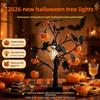 1Pcs 60cm Halloween LED Table Tree Light Black Spooky Tree Lamp Pumpkin Eyeball Ornament for Indoor Party Bedroom Tabletop Decor