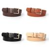 Minimalist Womens Leather Belt With Gold Buckle For Dress And Jeans Wear