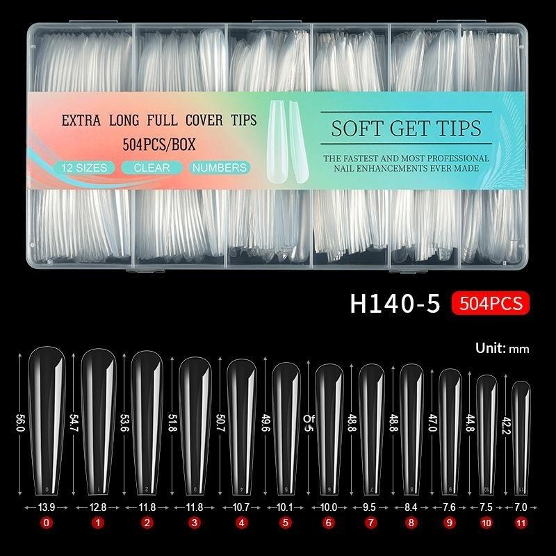 240/504Pcs Extra Long C Curve Nail Tips Clear False Nail Tips For Gel Acrylic Press On Nails Professional Home Diy With Box