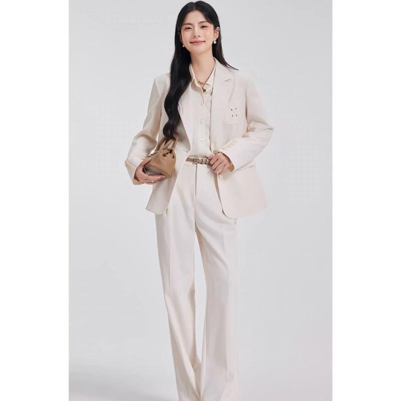 Women Suit Set Classic  Two Piece Blazer and Pants Formal Office Wear Spring Autumn Simple Elegant Outfit