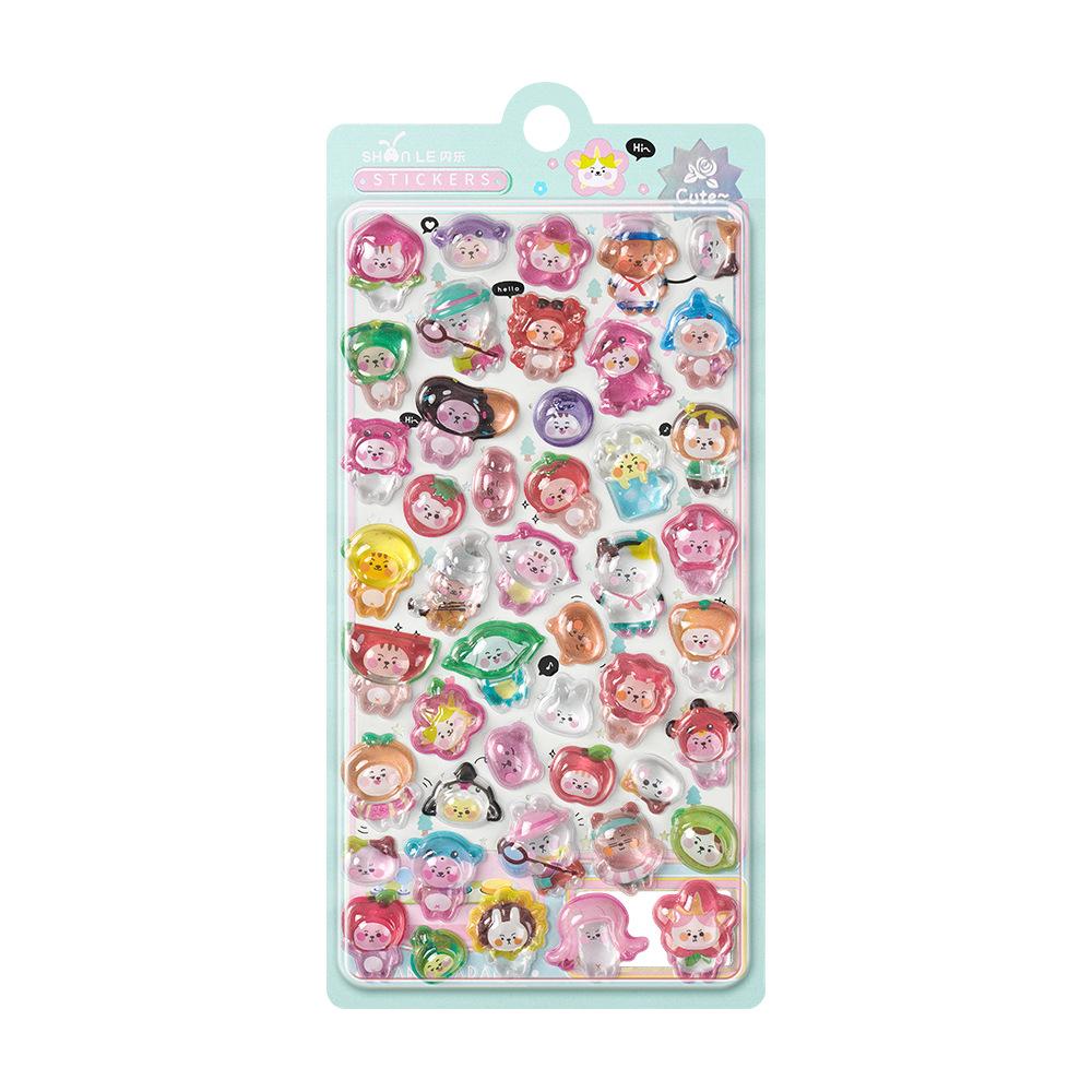 Cute Animal Cartoon 3D Relief Stickers Festival Gifts Scrapbooking DIY Journaling Stationery Diary Decor School Cute Stickers