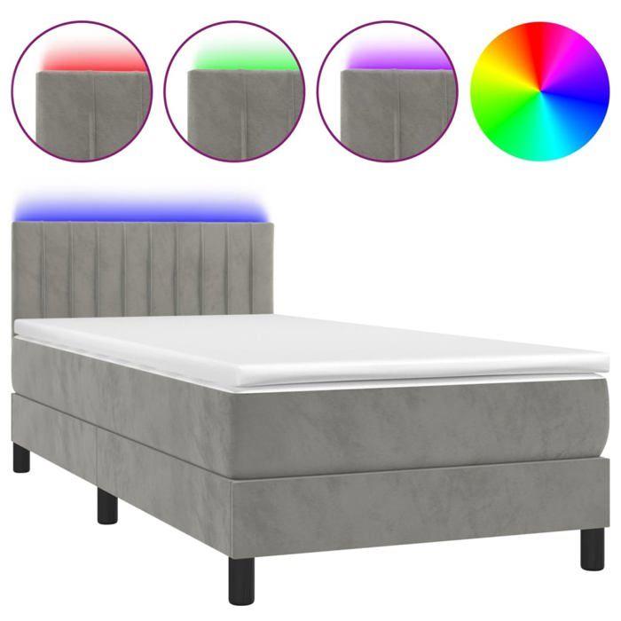 VidaXL Slat Bed Base with Mattress and LED, Upholstered Bed, Single Bed, Adult Bed for Interior Bedroom, 3134501
