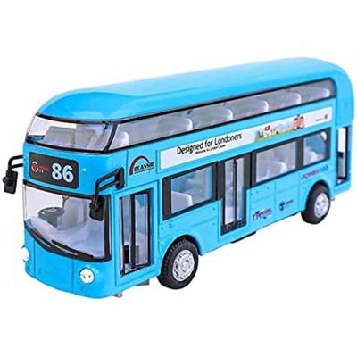1/36 autobusová hračka dovezená tlakovo odlievaným dvojposchodovým kovovým autobusom 7,5-palcový luxusný autobus so 4 kolesami s 2 otvárateľnými dverami a svetlom, hudbou