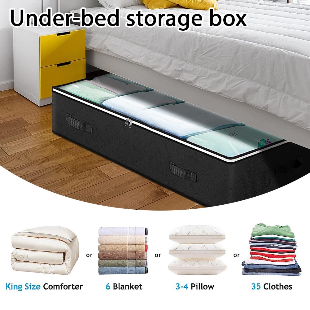 Non-woven Underbed Quilt Storage Bag Organizer Wardrobe Clothes Dust Moisture-proof Finishing Bag Foldable Storage Box 100x50x18