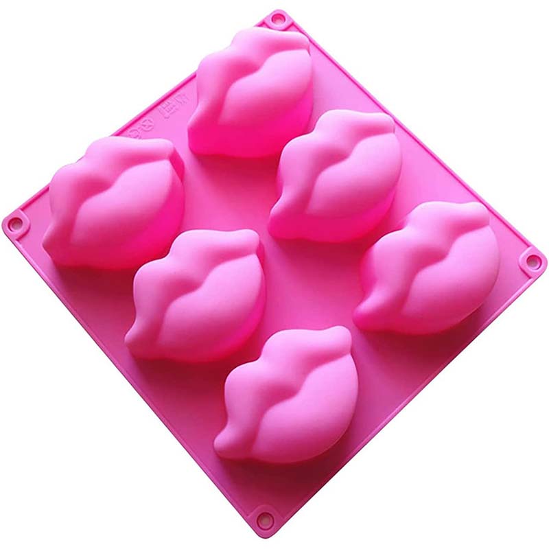 WTEMPO 3PCS 6 Cavities DIY Lip Shape Chocolate Fondant Mold 3D Three-dimensional Pudding Mousse Cake Baking Mold Creative Glue Crafts Mold