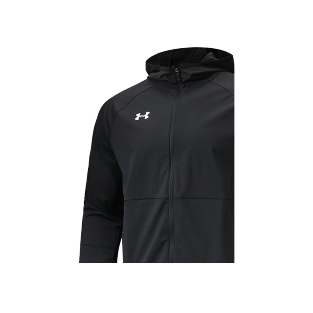 Under Armour SS22 Casual Sport Effen Kleur Ademend Met Capuchon Gebreide Jas Heren Jas Zwart 22500404-001