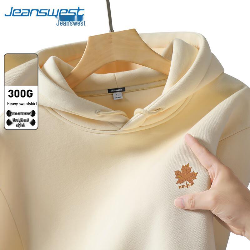 Jeanswest Men's Heavyweight Maple Leaf Print Hooded Sweatshirt