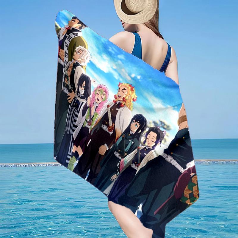 1PC Demon Anime Group Beach Towel - Soft,  Absorbent Microfiber, Lightweight, Ideal for The Beach, Parties, Travel, Camping fan gifts