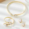 4Pcs Exaggerated Vintage Jewelry Suit Open Choker Necklace Bracelet Ring Suit  Women