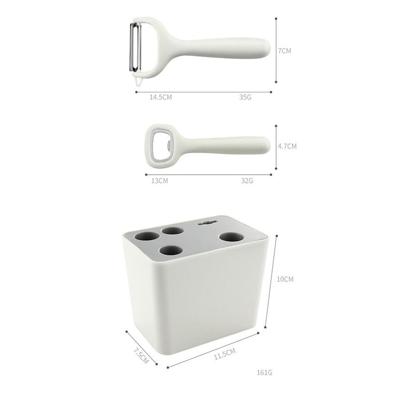 Multifunctional Kitchen Gadget Set 6 Pieces with Storage Seat Scissors Fruit Food Supplement Tool Combination Set