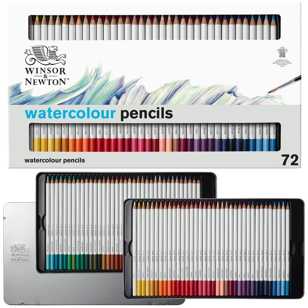 Winsor & Newton Studio Collection Watercolor Pencil Set, 72 Vibrant Colors with Metal Tin, Professional Art Drawing Pencils for Artists
