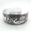 Women Vintage Ethnic Style Open Jewelry Tibetan Silver Bangle Wide Cuff Bracelet