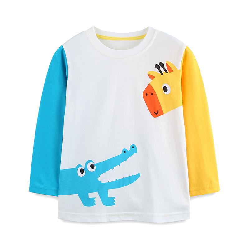 

Осенняя хлопковая футболка с длинным рукавом и цветными блоками для мальчиков - Европейский и американский стиль 4Y(110cm)