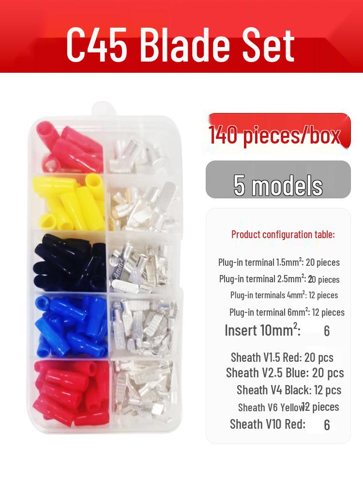 C45 Purple Copper Circuit Breaker Terminal Lug Insert - Cold Crimp Wire Connector Splicing Terminal.
