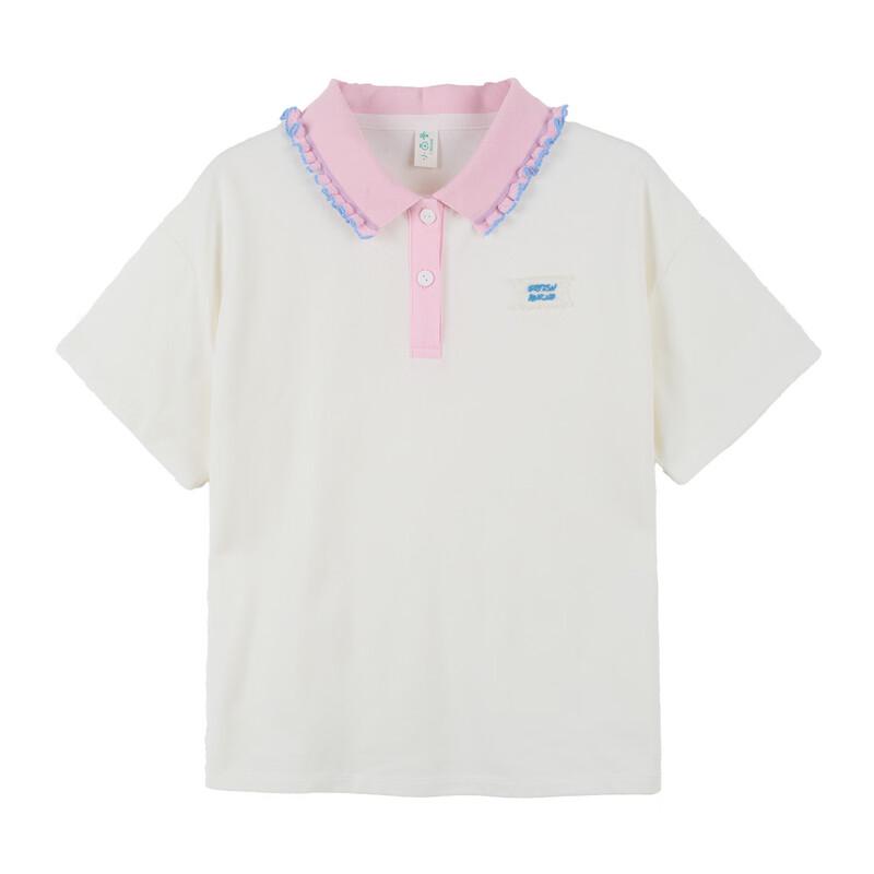 Xiaoyinman Girls' Lace Collar Embroidered Polo T-Shirt