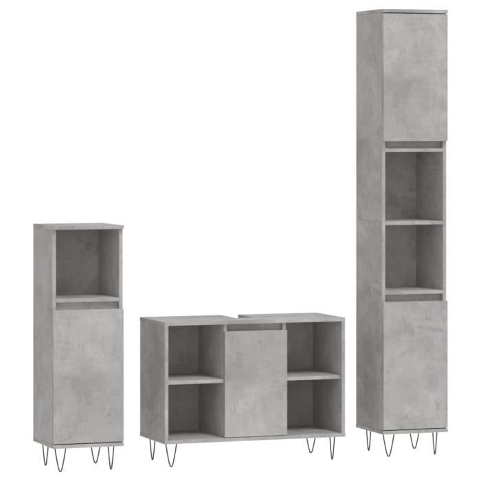 VidaXL Ensemble de meubles de salle de bain 3 pcs gris béton 3190303