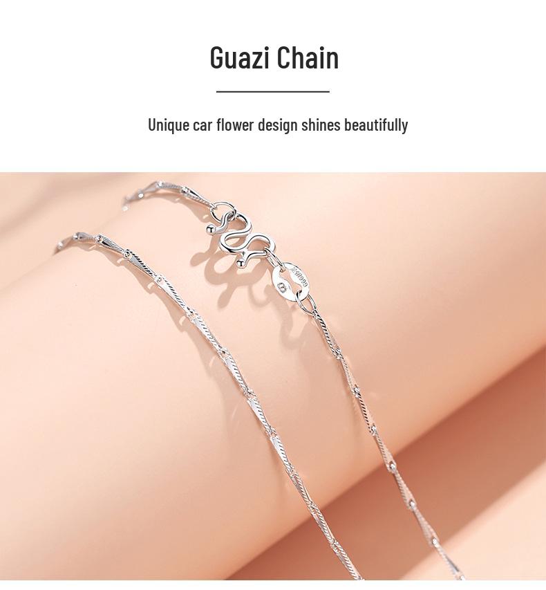 S925 Sterling Silver Women's Clavicle Necklace - Plain Snake Bone, Water Wave, Melon Seed, Ingot Chains. No Pendant Included.