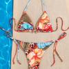 Women's New Print Lace Up Sexy Bikini Two Piece Swimsuit