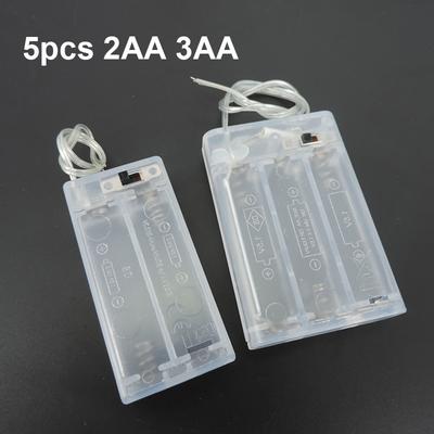 5pcs White Transparent 2/3 Solt AA 3V 4.5V Battery Holder Box Case With Switch AA 2XAA 3XAA 2AA for Led Lights Repair Diy