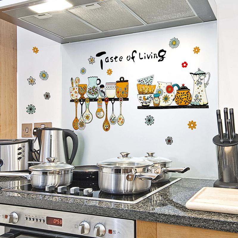 Kitchen Vintage Tableware Wall Stickers Home Living Room Bedroom Decoration