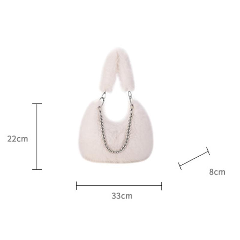 Yogodlns Candy Color Furry Dumpling Shoulder Bag Niche Design Pearl Chain Underarm Crossbody Bag Trendy Y2K Mini Handbag For Women