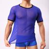 Men Sexy Tight Muscle T-Shirts Transparent Mesh Tops Male Short Sleeve Tee Shirts Gym See Through Undershirts Slim Fit Shirts