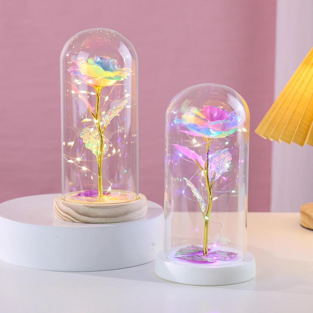 Valentine’s Glowing Gold Foil Rose Lamp - Women's Day Gift