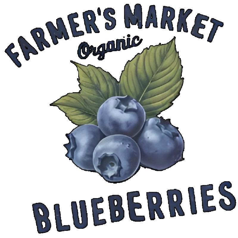 Women's Short-Sleeve T-Shirt with Retro Farmer's Market Organic Blueberries Print